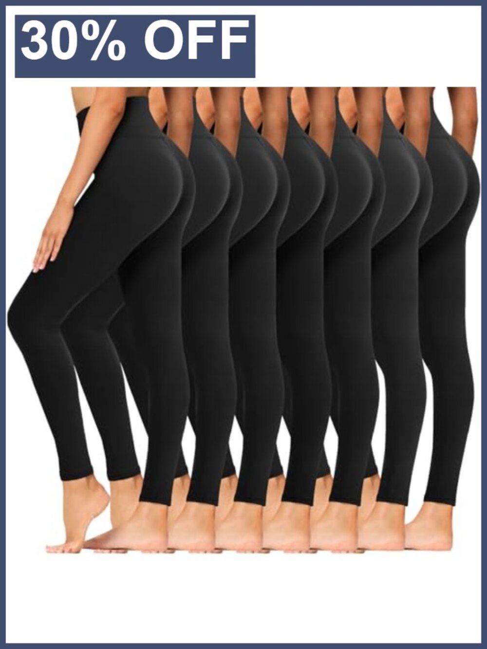 7 Pack High Waisted Tummy Control Leggings Polyester Spandex Yoga Workout
